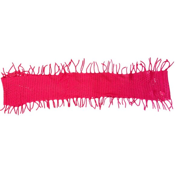 Hot Pink Infinity Scarf One Size Festival Knit Fringe Soft Metallic Thread - Picture 6 of 12